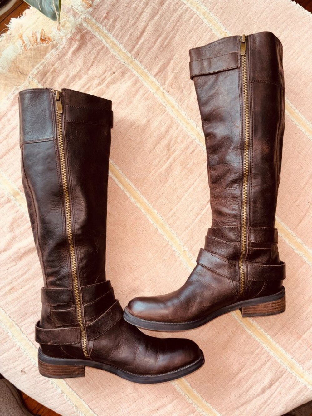 Enzo Angiolini Dark Brown Leather Knee-High Riding Boots